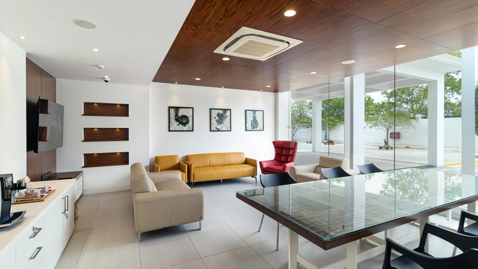 Stylish office interior with contemporary furniture