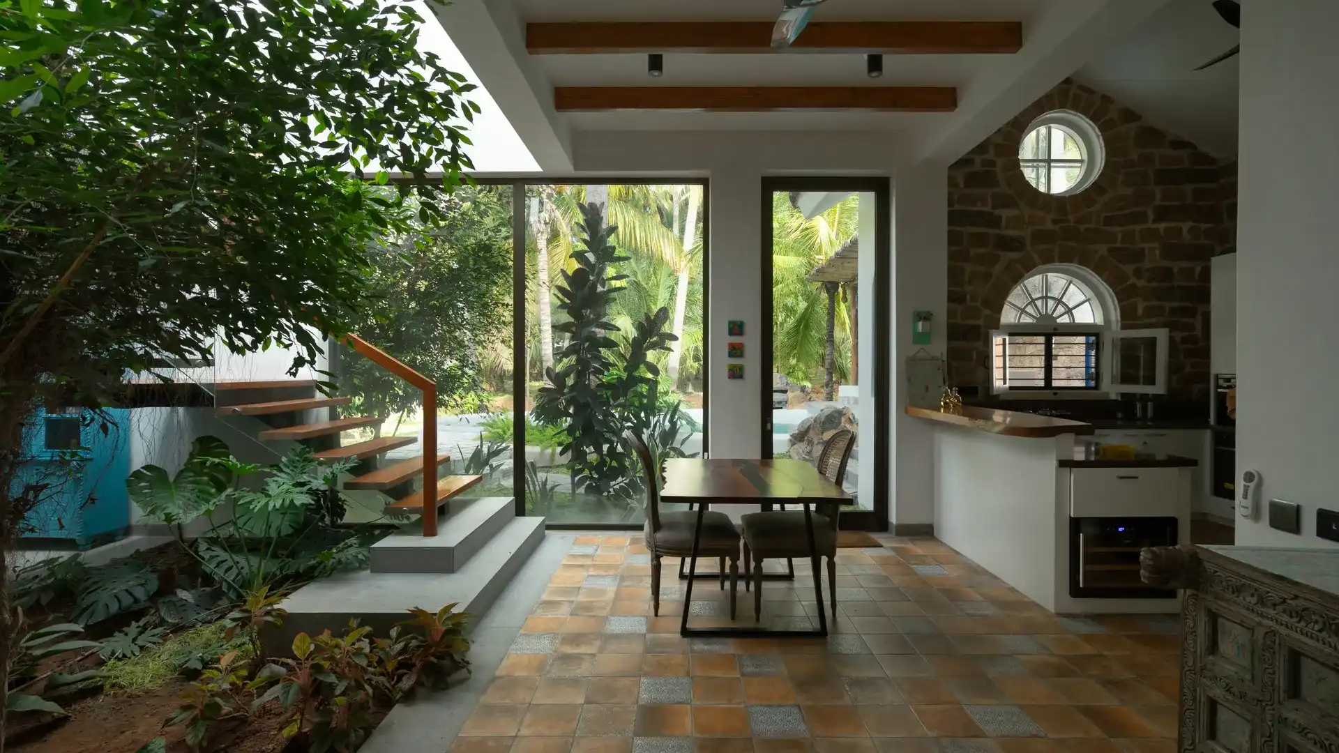 Rustic farmhouse interior architecture in Coimbatore Farm House